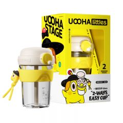 uooha高硼硅玻璃双饮杯粉绿山丘欧欧-绿色350ml