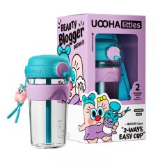 uooha高硼硅玻璃双饮杯美妆博主海伦-蓝紫430ml