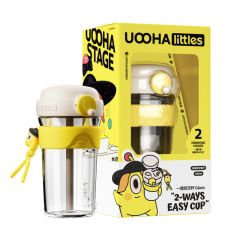 uooha高硼硅玻璃双饮杯悠哈音乐节奥奇-黄白430ml