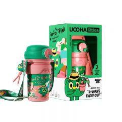 uooha真空双饮杯粉绿山丘欧欧-绿粉（450ml）